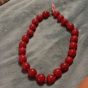 Enhanced Red Quartzite Beads Necklace